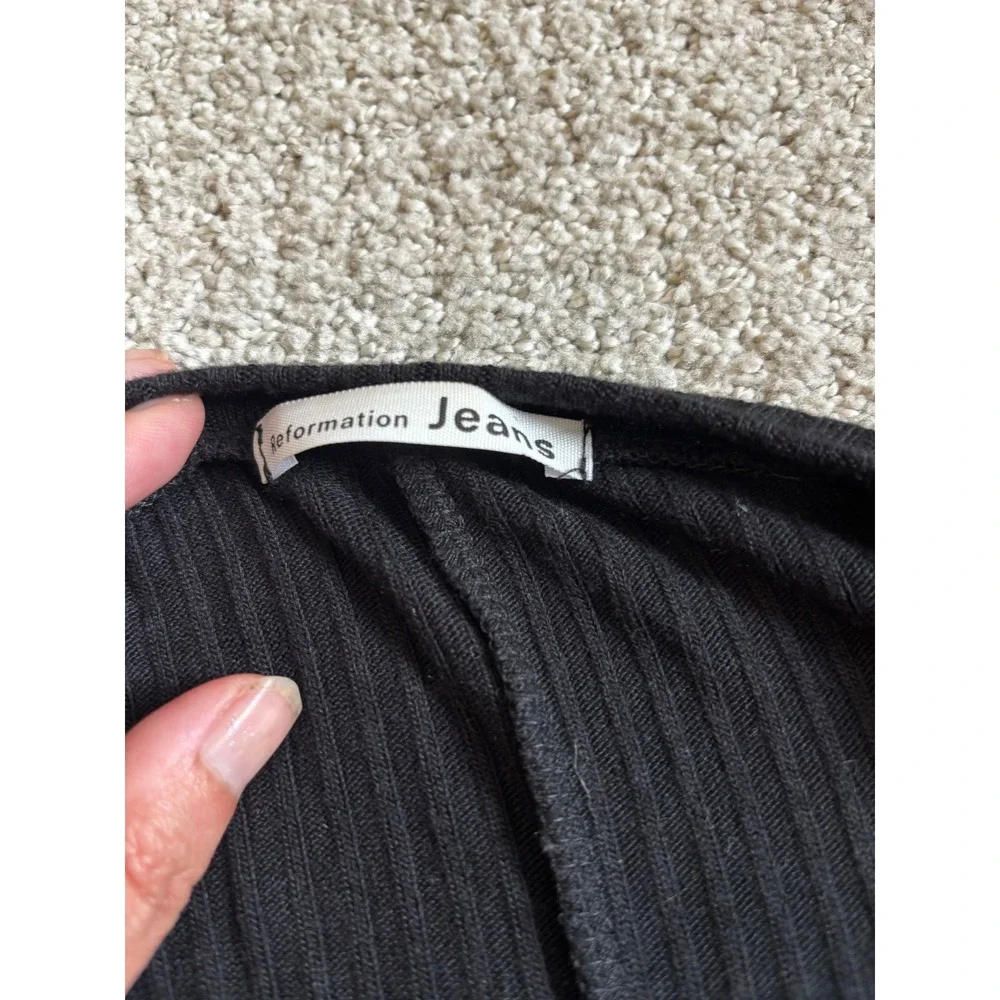 Reformation Jeans Mini Dress M Black Ribbed Long Sleeve Crew Neck